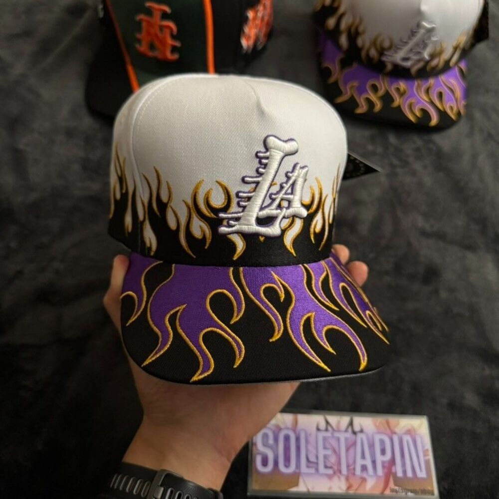 *NEW* Kill The Hype KTH-LA Lakers Purple Gold Flames Snapback Hat